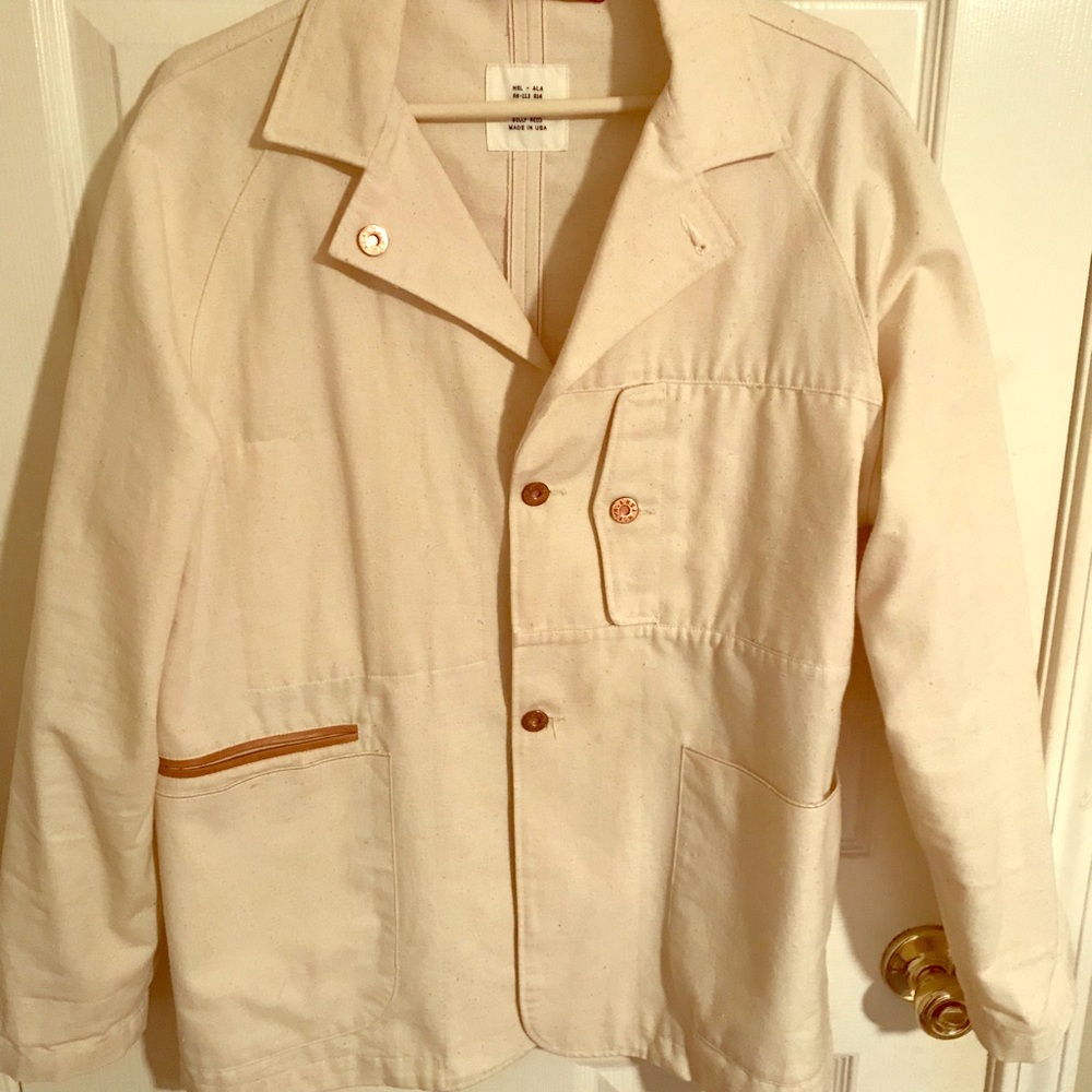 Billy Reid gold hardware, American leather coat